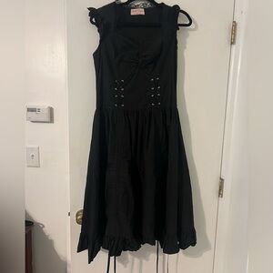 Belle Poque brand Black Sleeveless Dress with Lace-Up Detail size M (E105)